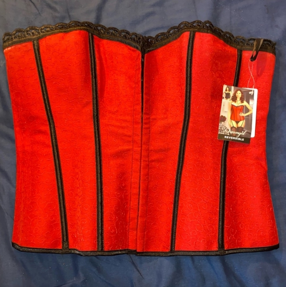 NWT Dreamgirl Red And Black Sexy Corset Lingerie Top (Costume) Size  44